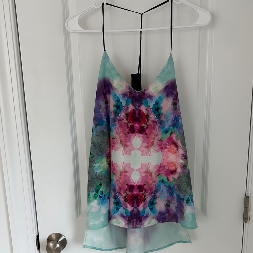 Boundary Floral Print Strappy Top